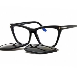 New! Tom Ford Black Clip On Eyeglasses/Sunglasses, FT5971-B 001, Authentic